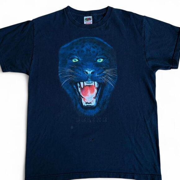 Vintage Fruit of the Loom Heavy Cotton Belize Jaguar Panther Shirt Medium Cotton - Picture 2 of 7